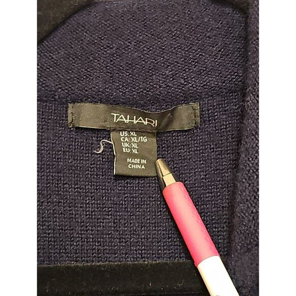 ALT Bella Swan Twilight Tahari Merino Wool Women Cardigan XL Dark Blue Button-up - Picture 5 of 9